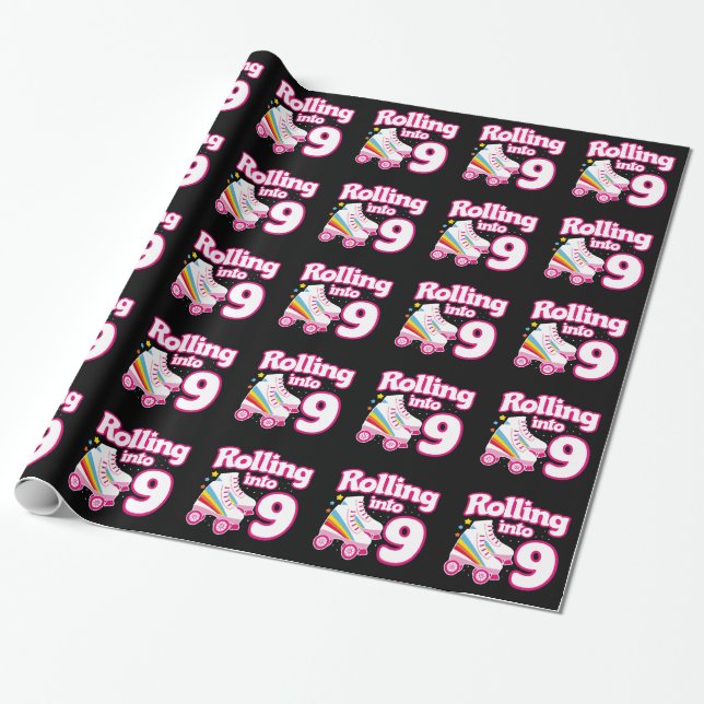 Papier Cadeau Patinage pour enfants - 9e anniversaire - Patinage (Déroulé)