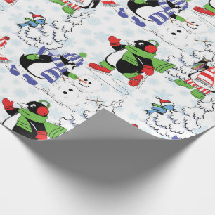Papier Cadeau Patinage sur glace de pingouin de Noël