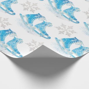 Papier Cadeau Patinage sur glace et flocons