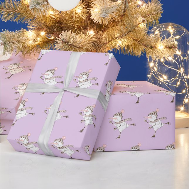 Papier Cadeau Patinage sur glace Snowmen violet (Vacances)