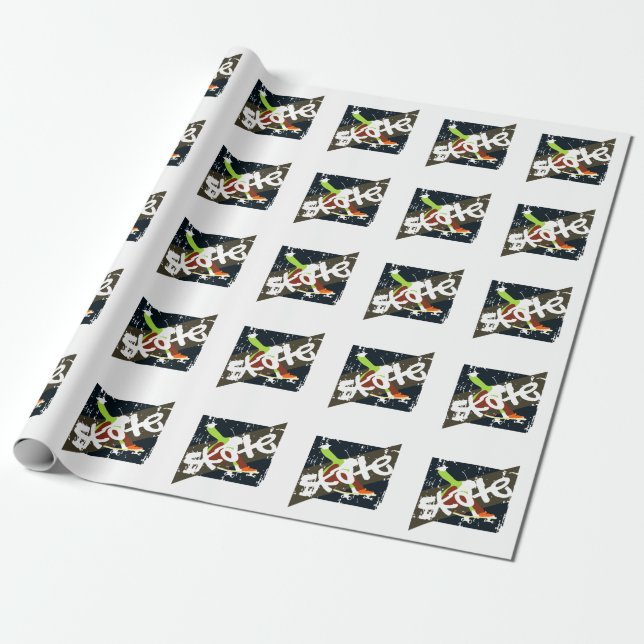Papier Cadeau Patinage Vintage (Déroulé)