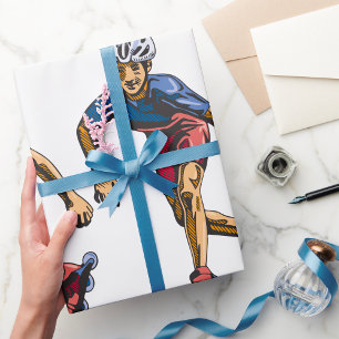 Papier Cadeau Patineur en ligne Cool Rétro Rollerblading