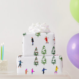 Papier Cadeau Patineurs sur glace Pine │ patinage sur glace Noël