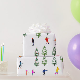 Papier Cadeau Patineurs sur glace Pine │ patinage sur glace Noël