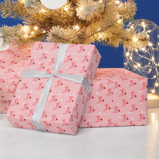 Papier Cadeau Patins à glace Papier d'enveloppement rose (Vacances)