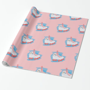 Papier Cadeau Patins à rouleaux avec éclaboussure d'aquarelle