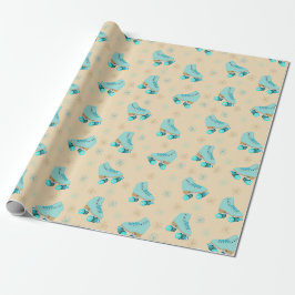 Papier Cadeau Patins à rouleaux rétro Turquoise et tanné