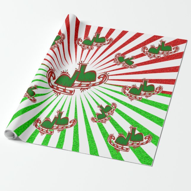 Papier Cadeau Patins de Noël - (Déroulé)