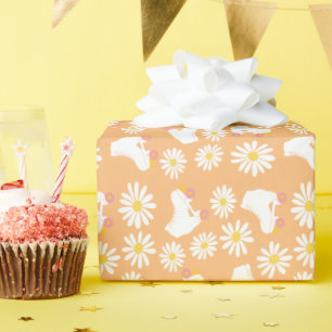 Papier Cadeau Patins floraux Roller Patinage Motif Anniversaire
