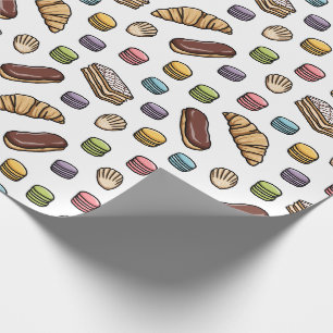 Papier Cadeau Pâtisseries françaises Macaron Motif sucré