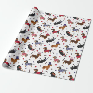 Papier Cadeau Patriotique Dachshund