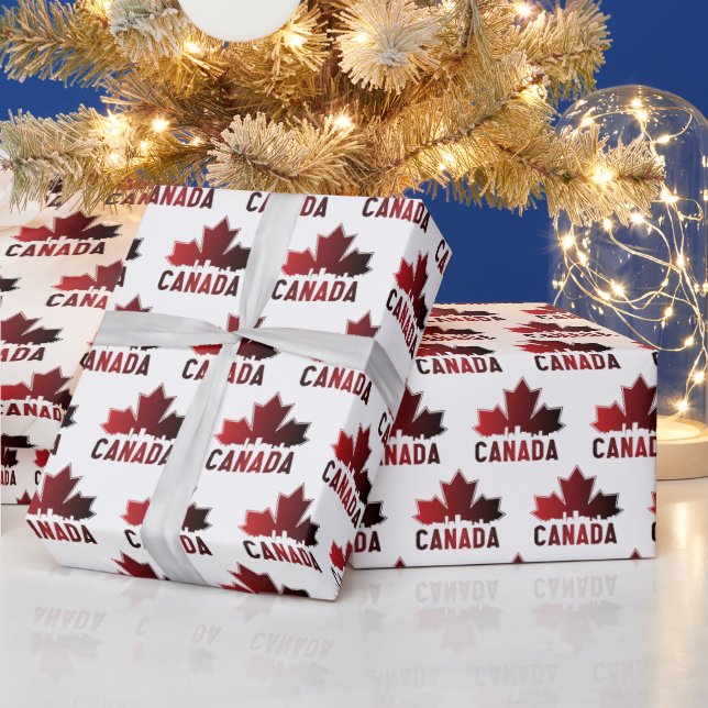 Papier Cadeau Patriotique de feuille d'érable rayée du Canada (Vacances)