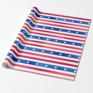Papier Cadeau Patriotique Rouge Bleu Bleu Étoiles Stripes USA Am