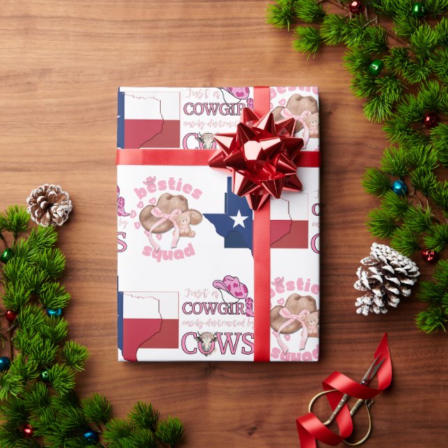 Papier Cadeau Patriotique TEXAS COWGIRL Besties Coquette (Cadeau de vacances)