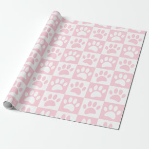 Papier Cadeau Patrouilles De Chien Rose Et Blanc Pastel En Carré