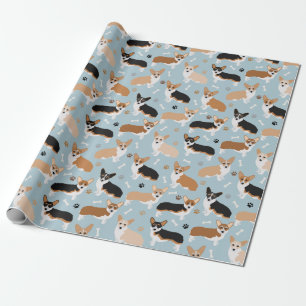 Papier Cadeau Patrouilles et os de Chiens de Corgi