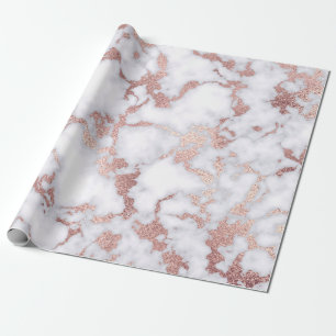 Papier Cadeau Patterns de Chic Rose Gold White Marble Stone