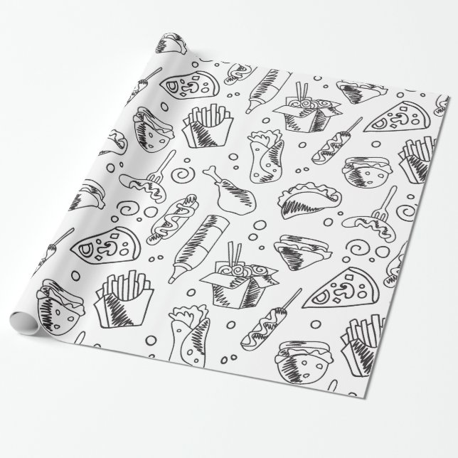 Papier Cadeau Patters de Hot Dog Chicken (Déroulé)