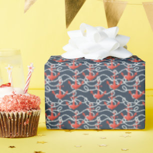 Papier Cadeau Patters Nautical Anchors et Rope