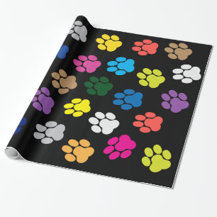 Papier Cadeau Pattes colorées de chiot de chien