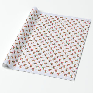 Papier Cadeau Pattes d'Airedale Terrier Père Noël
