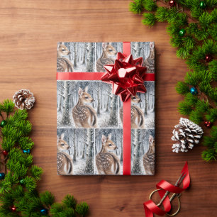 Papier Cadeau Pâturage blanc dans une forêt d'hiver