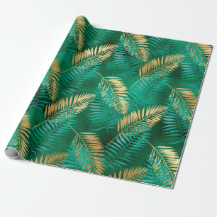 Papier Cadeau Paume vert d'émeraude Feuilles de palmier