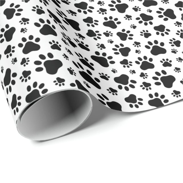 Papier Cadeau Paw Prints Gift Wrapping Paper (Coin rond)