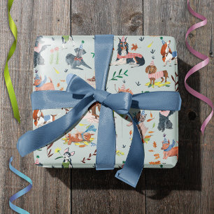Papier Cadeau Pawty Blue Chien Chien Chien Chien Chien Chiot fêt