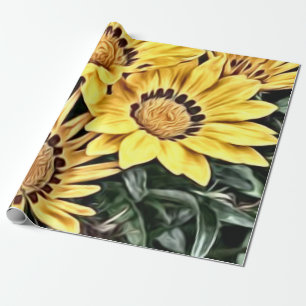 Papier Cadeau Pays Abstrait Jaune Daisy