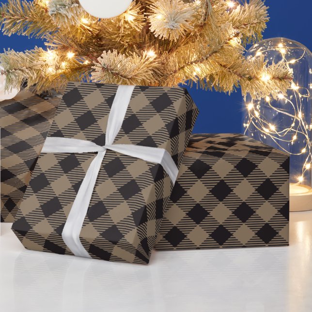 Papier Cadeau Pays Chic Khaki noir Buffalo plaqué (Vacances)