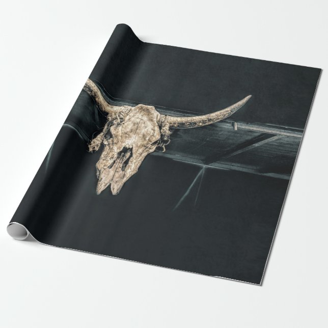 Papier Cadeau Pays de l'Ouest Gray Beige Russe Taureau Crâne (Déroulé)