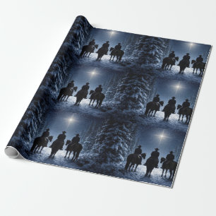 Papier Cadeau Pays de Noël Cowboys Western North Star