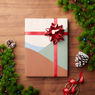 Papier Cadeau Paysage Abstrait - Terracotta, Sage & Sky Bl