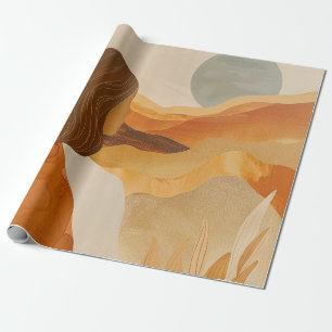 Papier Cadeau Paysage Boho Désert Collines Terracotta Lune Sage