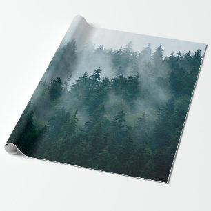 Papier Cadeau Paysage bruyant avec forêt de sapins en hipster vi
