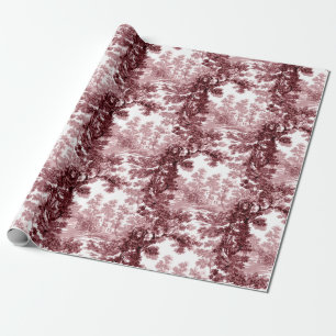 Papier Cadeau Paysage de la maison Vintage rose et blanc