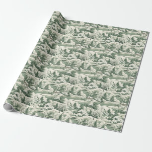 Papier Cadeau Paysage de neige en toile verte