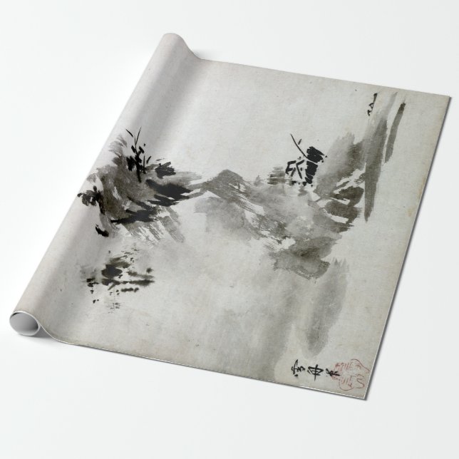 Papier Cadeau Paysage de Sesshu Toyo Haboku-Sansui (Déroulé)