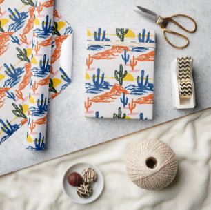 Papier Cadeau Paysage moderne du désert du Saguaro Ouest sauvage