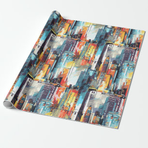 Papier Cadeau Paysage urbain cyberpunk abstrait (2)