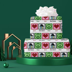 Papier Cadeau Peace Love Immobilier Realtor Noël