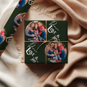 Papier Cadeau Peace Love Joy Elegant Letting Green Photo