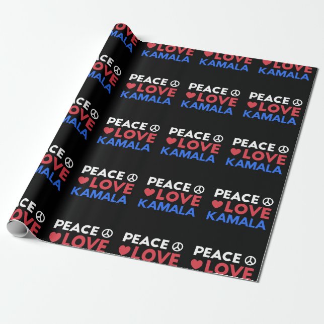 Papier Cadeau Peace Love Kamala I - Kamala Harris Pour Président (Déroulé)