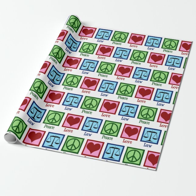 Papier Cadeau Peace Love Law Avocat Noël (Déroulé)