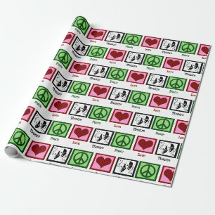 Papier Cadeau Peace Love Théâtre de jolies masques dramatiques