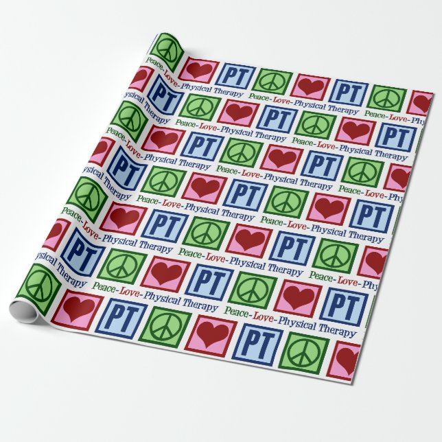 Papier Cadeau Peace Love Thérapie physique PT Noël (Déroulé)