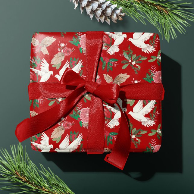 Papier Cadeau Peace on Earth Doves patron floral (Créateur téléchargé)