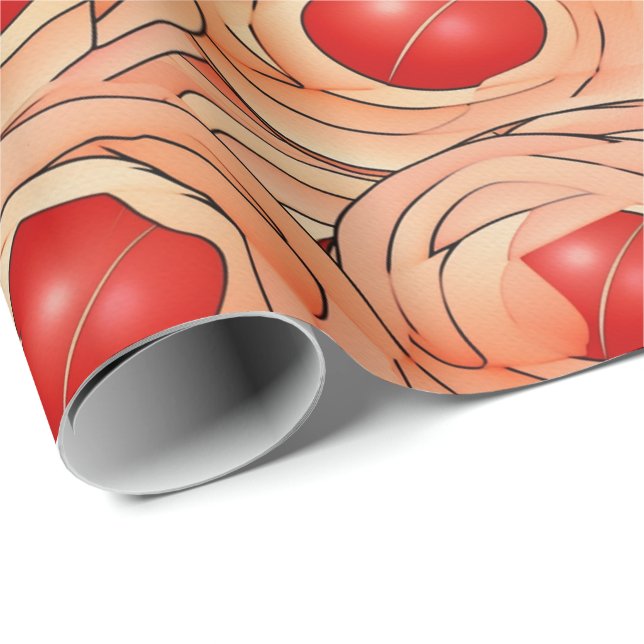 Papier Cadeau Peach Fuzz Abstrait Botanical Fruity Motif 16 (Coin rond)