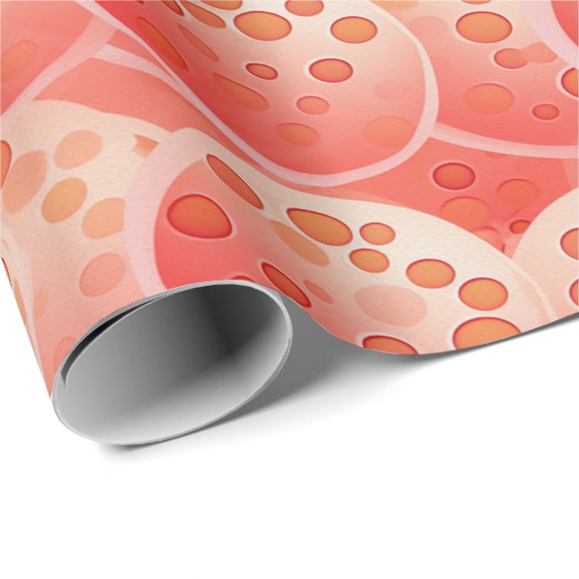 Papier Cadeau Peach Fuzz Abstrait Botanical Fruity Motif 8 (Coin rond)